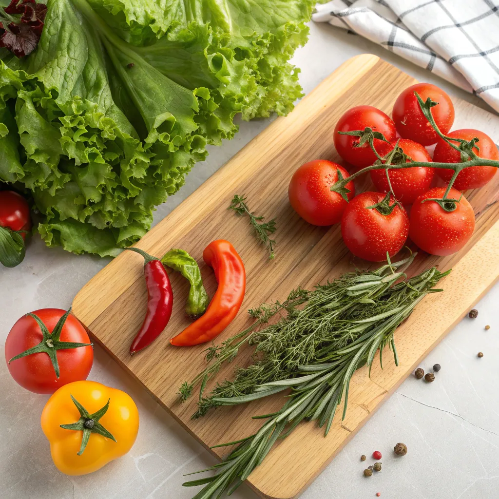 Fresh raw ingredients arranged beautifully