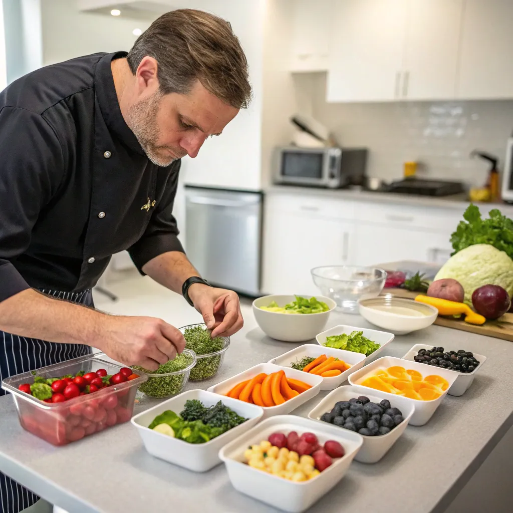 Robert Carter expertly creating raw food dishes